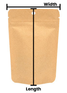 Width measures across the front of the pouch. Length measures from the top to the bottom of the pouch. 