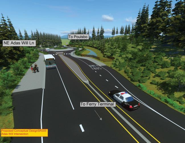 Proposed conceptual design of roundabout and safety improvements at SR 305 Adas Will intersection