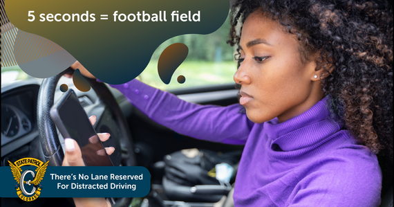 Driver looking at a cell phone