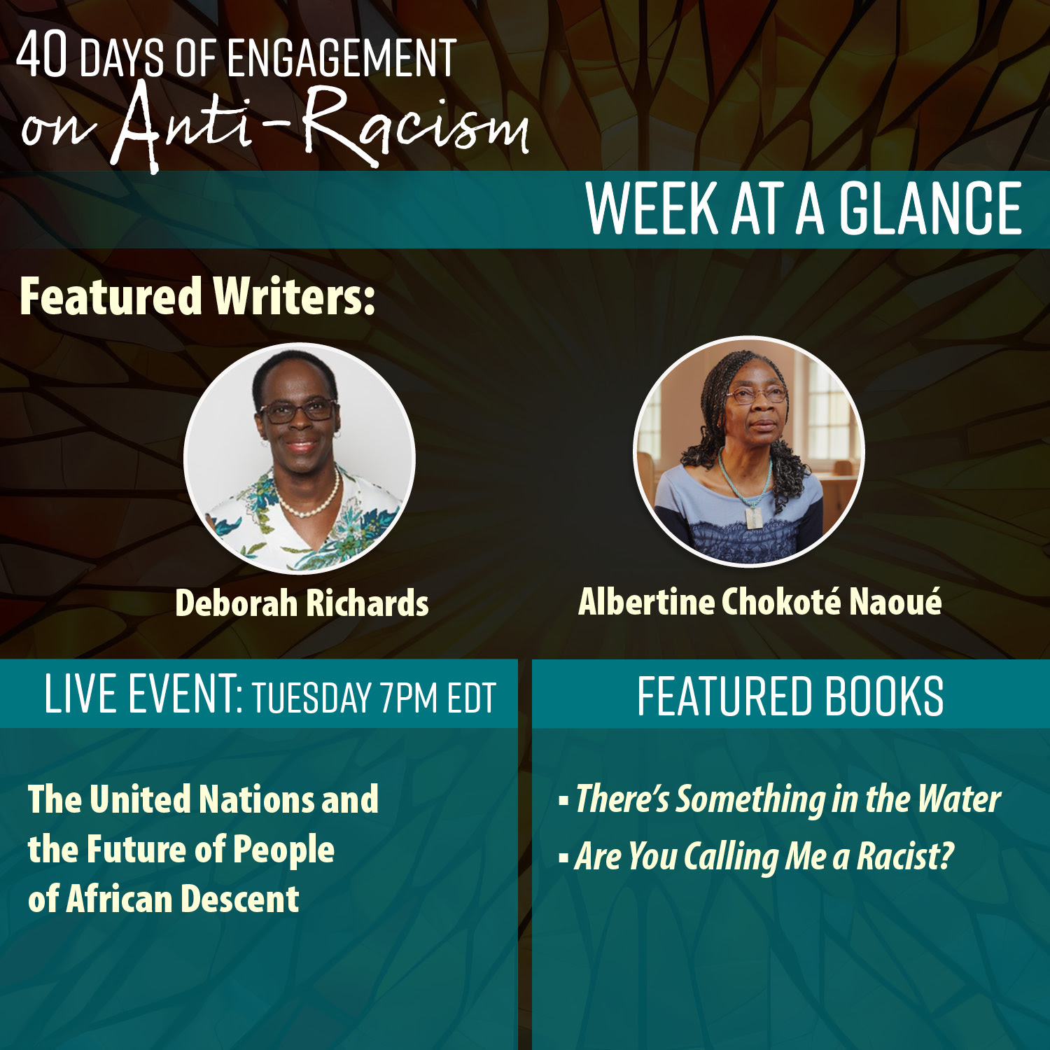 40 Days of Engagement on Anti-Racism Week at a Glance