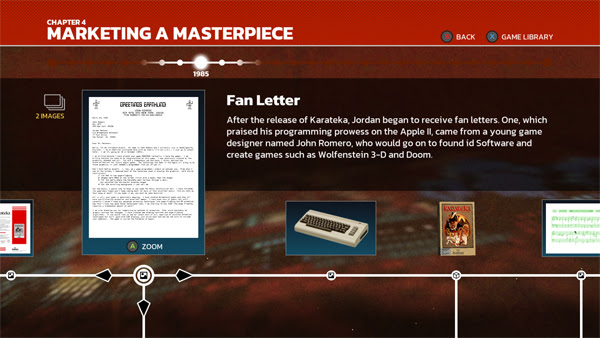 The Making of Karateka screengrab featuring fan letter from John Romero