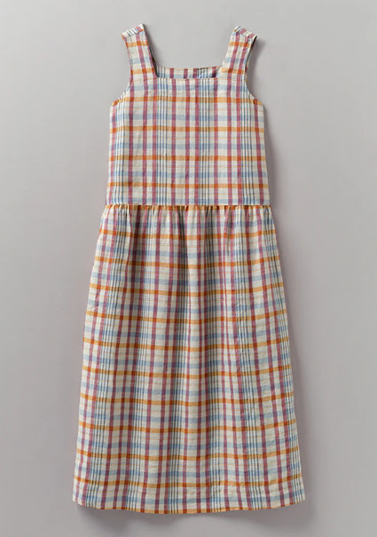 Check Linen Dropped Waist Dress