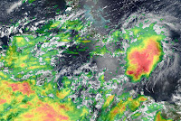 image of tropical storm Franklin over the Dominican Republic