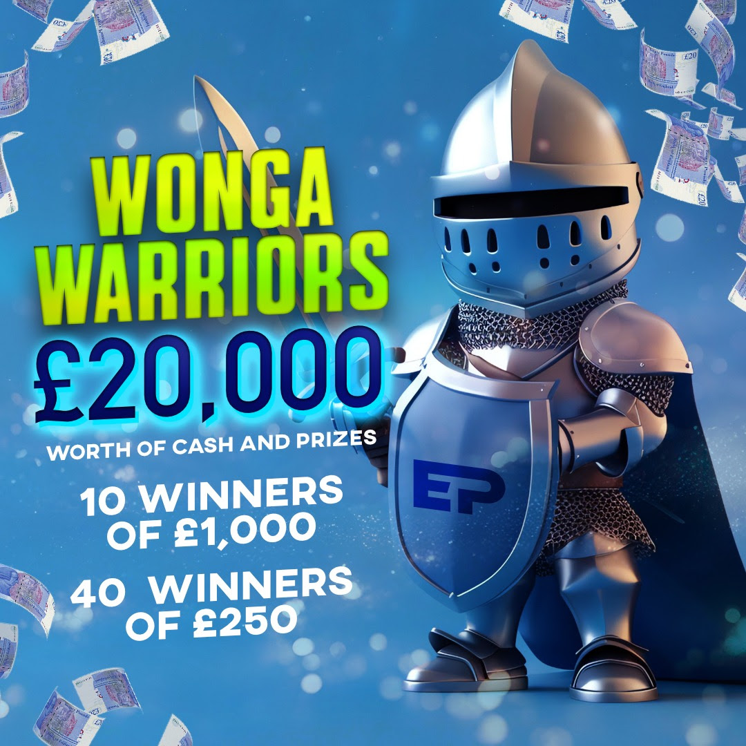 Image of WONGA WARRIORS INSTANT WIN COMP! WIN £20,000  - 9 X £1,000 & 40 X £250 INSTANT WINS + £1,000 END PRIZE #1