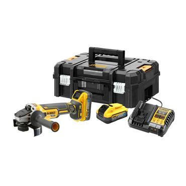 Image of DEWALT DCG409H2T 18V XR Powerstack 5" Angle Grinder, 2x 5.0Ah Batteries