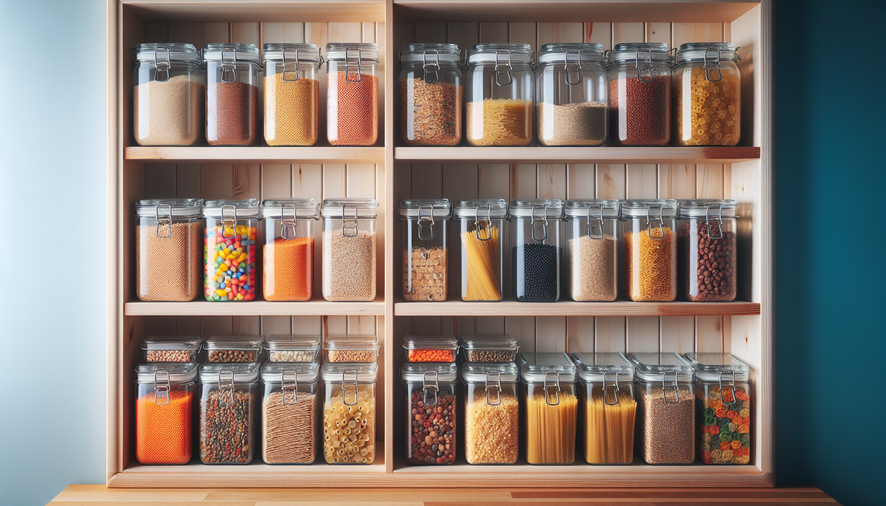 Using clear containers for pantry organization