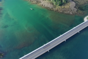 Aerial view of the Little Rapids restoration project site on the St. Marys River in Michigan. Credit: Jim Lehocky.