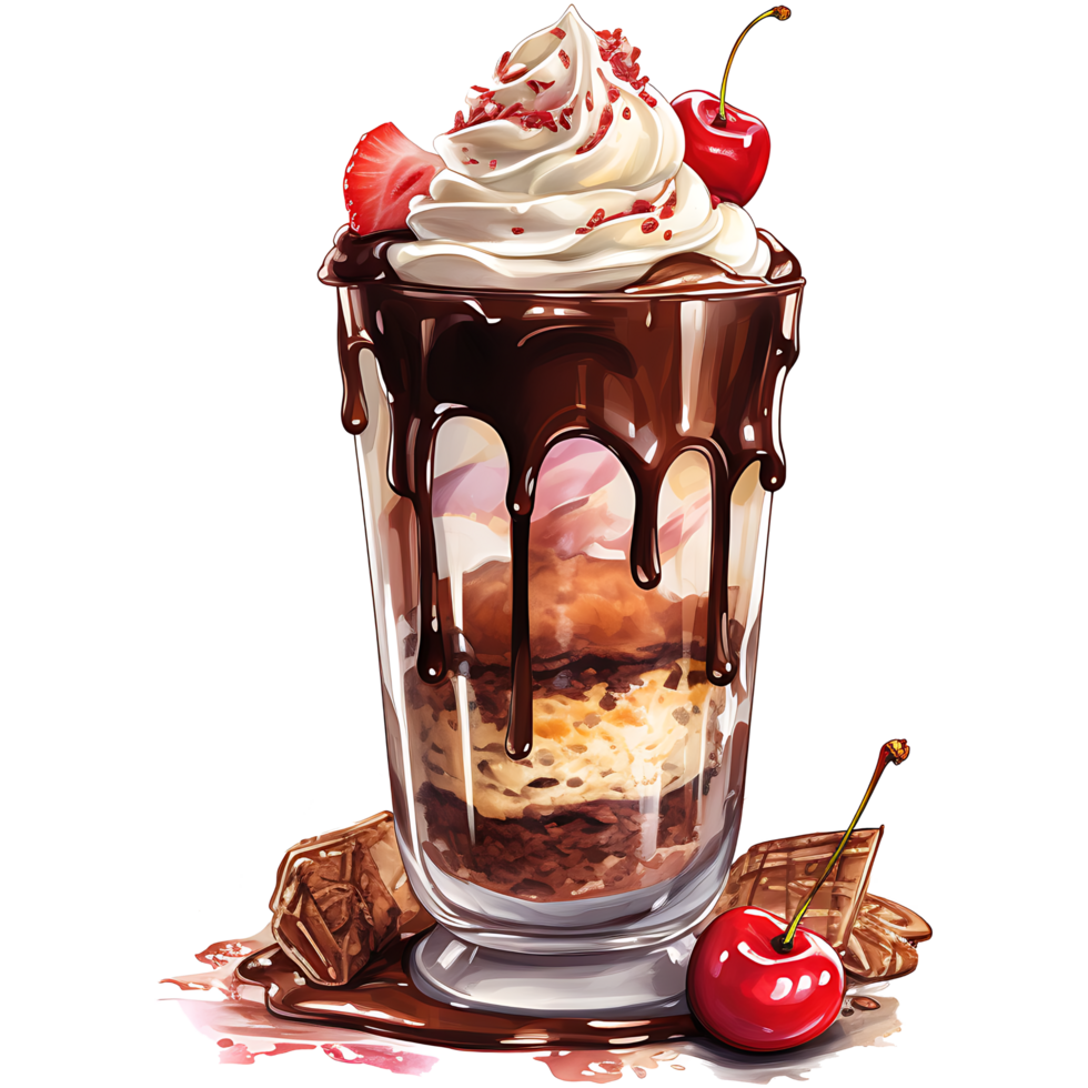 Chocolate milkshake with toppings on a transparent background AI Generative  29107695 PNG