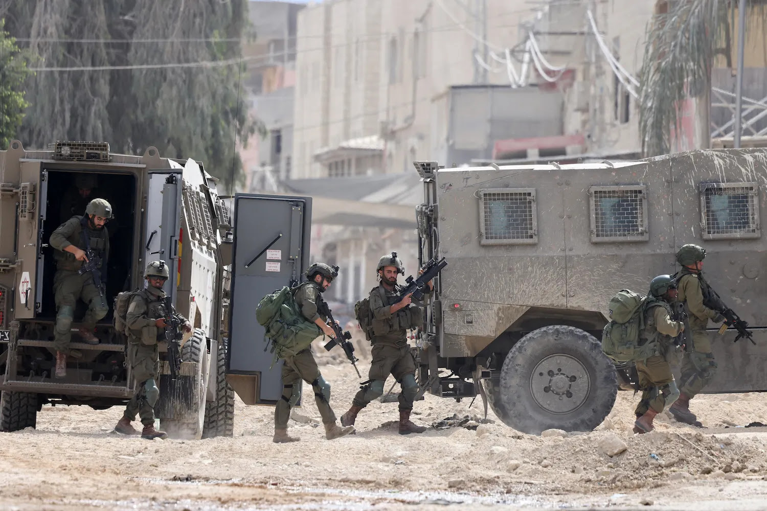 Israeli soldiers operate during a raid in the West Bank.