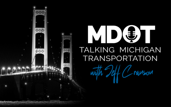 Talking Michigan Transportation (TMT) banner with the Mackinac Bridge.