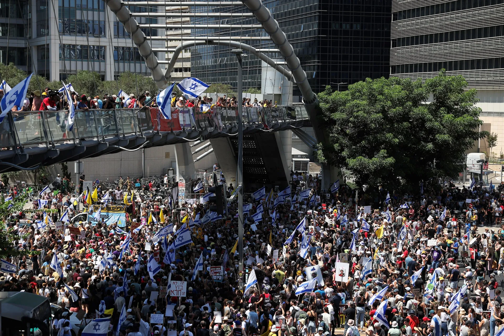 Protesters rally together in Tel Aviv on September 2.