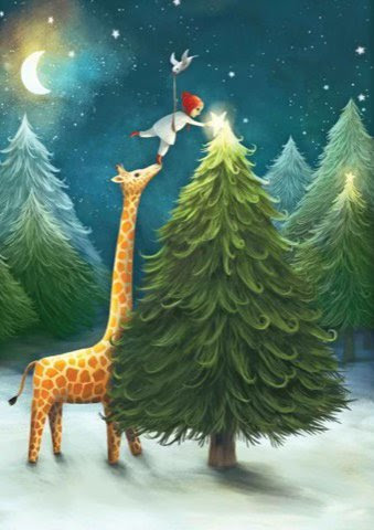 Christmas-Giraffe-help-star-on-Tree