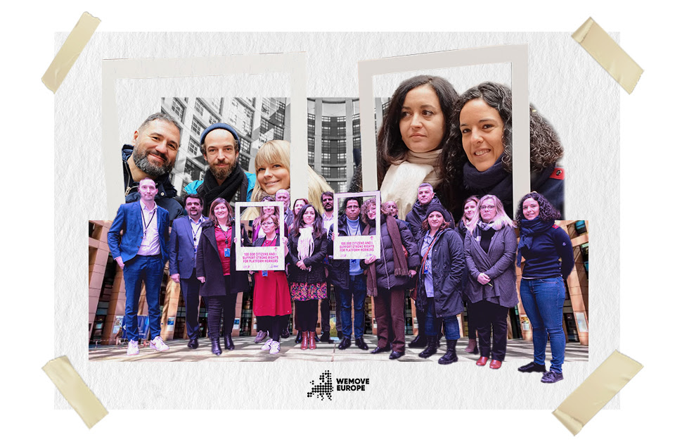 Collage de photos prises lors de la remise des signatures.