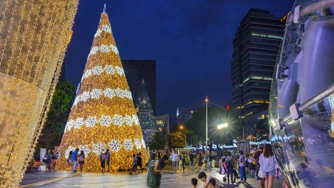 Exhibiciones de luces de árbol de Navidad.