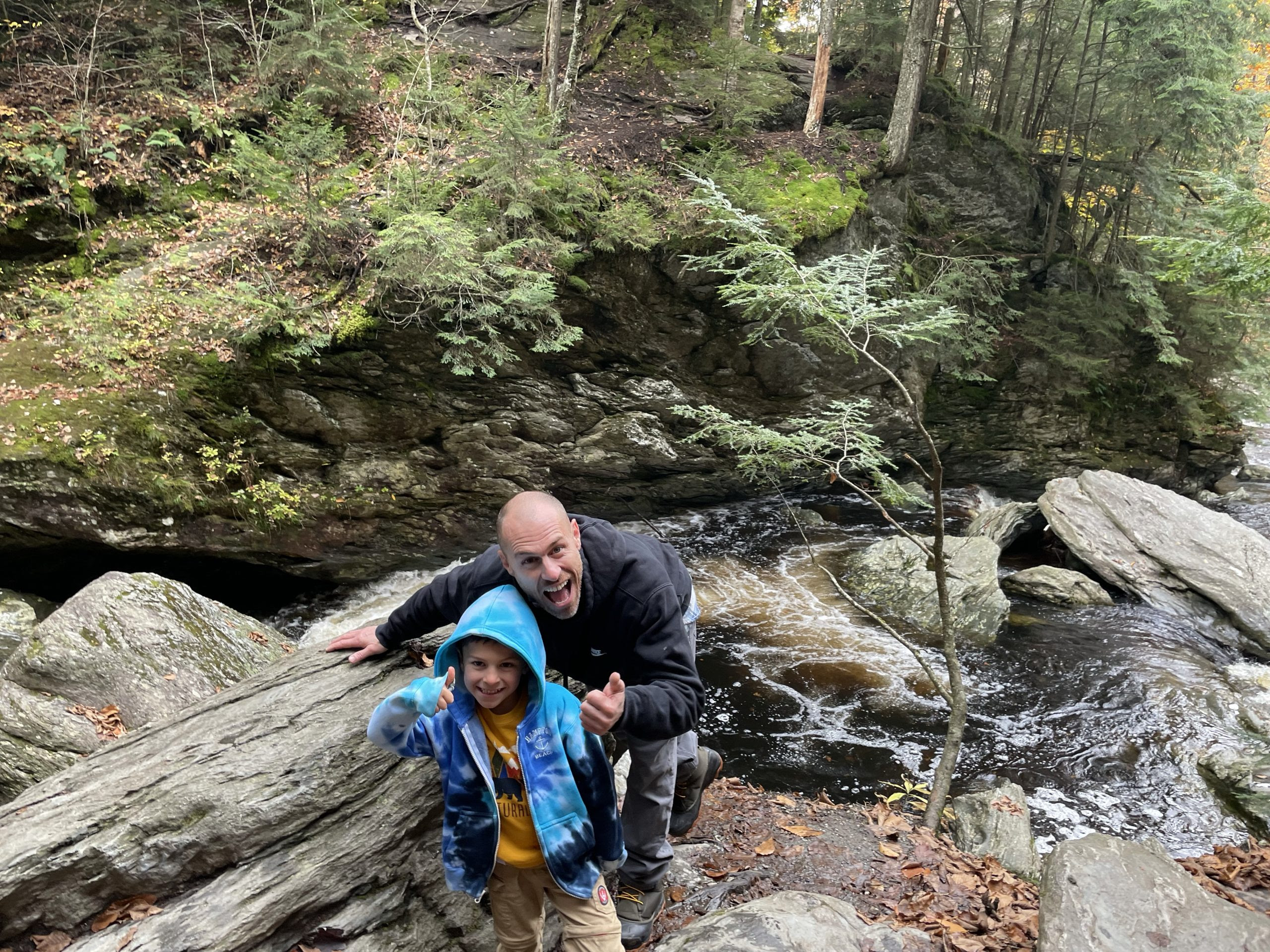 Bingham Falls in Vermont with kids