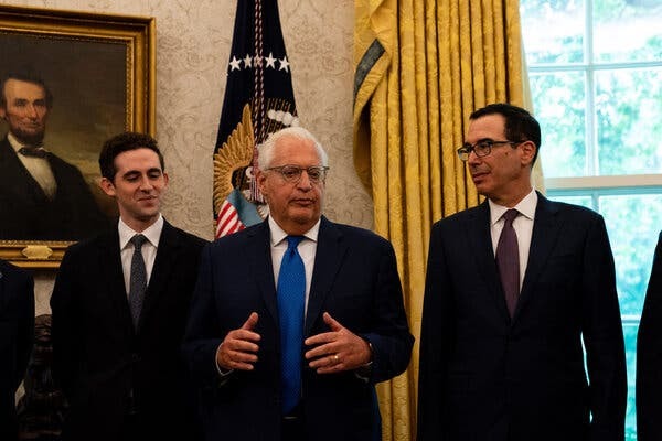David Friedman in the Oval Office in 2020, when he was ambassador to Israel under Mr. Trump.