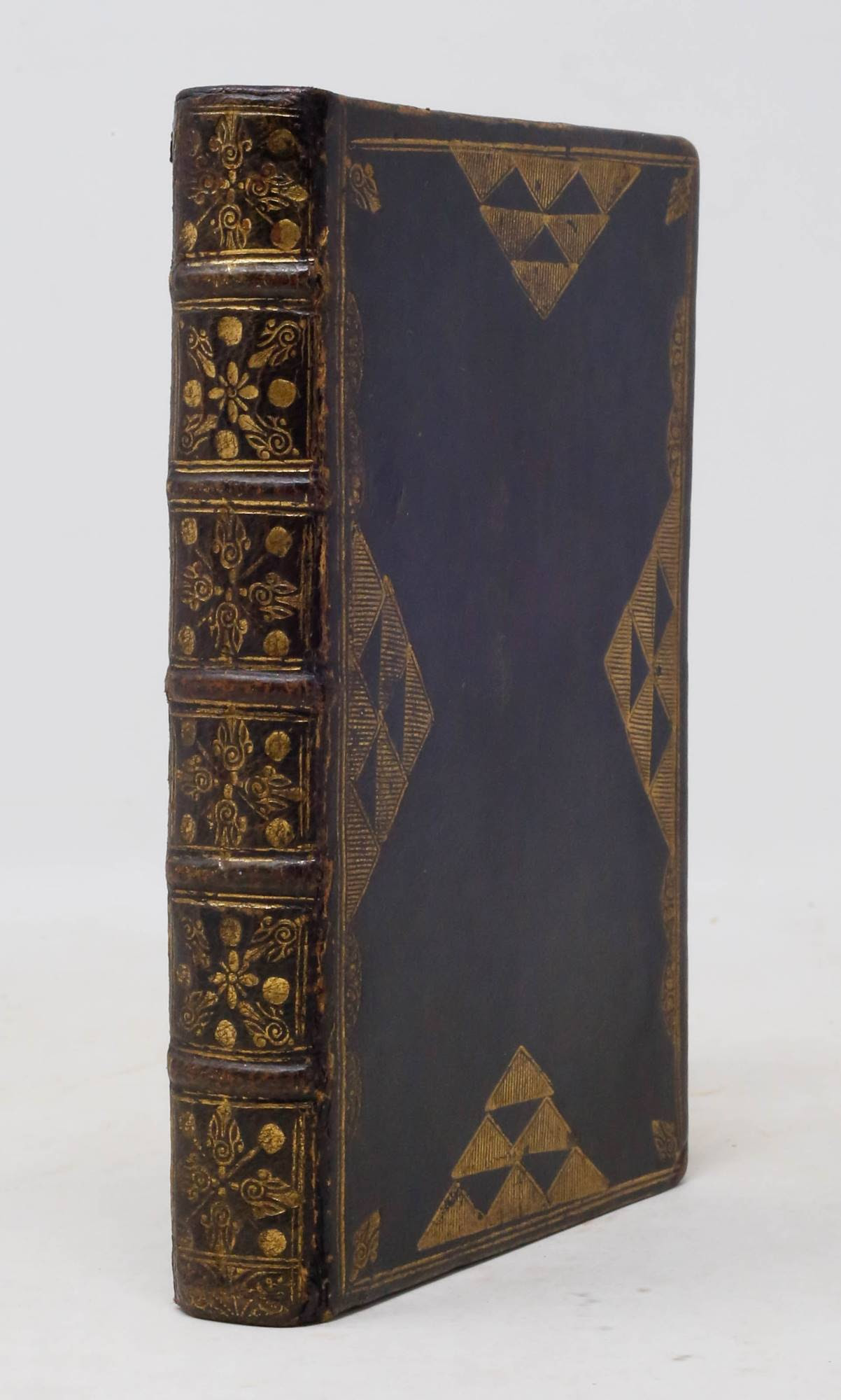 The binding of a Greek New Testament, blue calf gilt