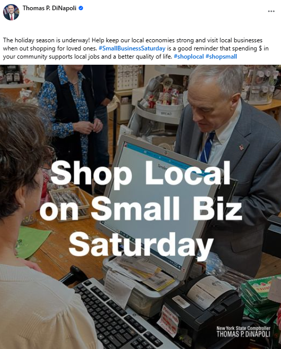 State Comptroller DiNapoli Shop Local Small Biz