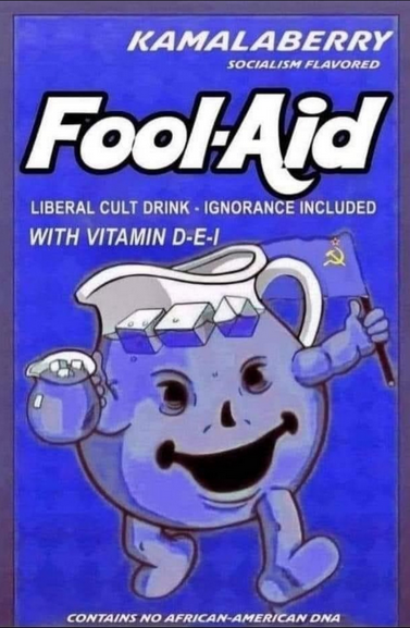 Fake product called Fool-Aid mock Kamala Harris.