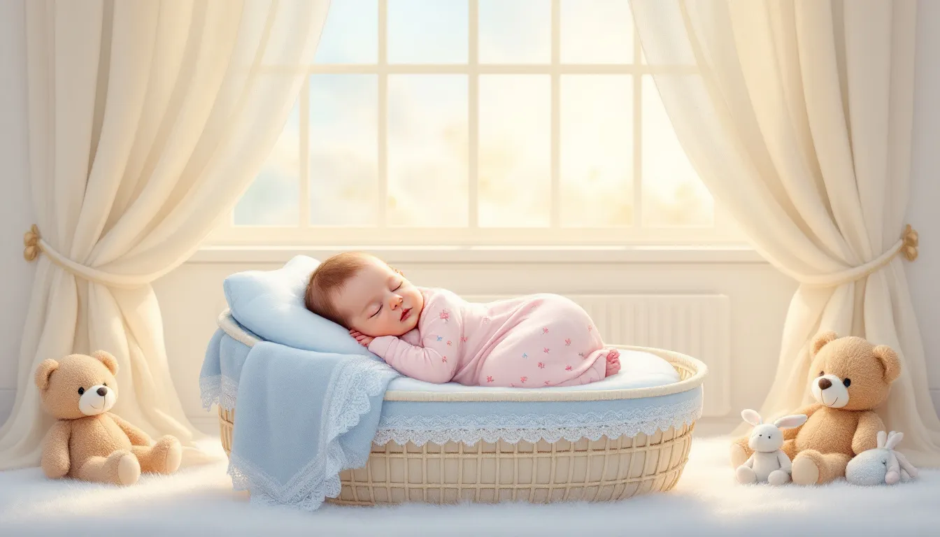 A cozy newborn sleeping in a safe sleep environment, showcasing appropriate sleepwear.