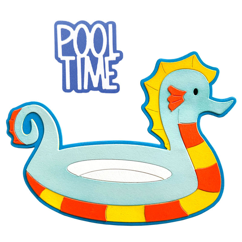 Image of Pool Floatie A2 Shaped Card Fold-it Die Set