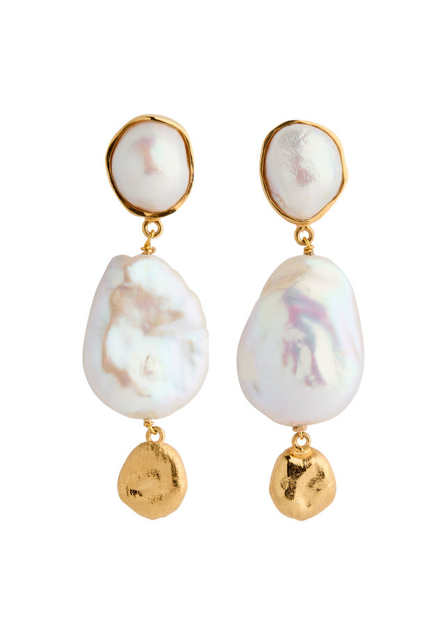 JOANNA LAURA CONSTANTINE Pearl-embellished 18kt gold-plated drop earrings