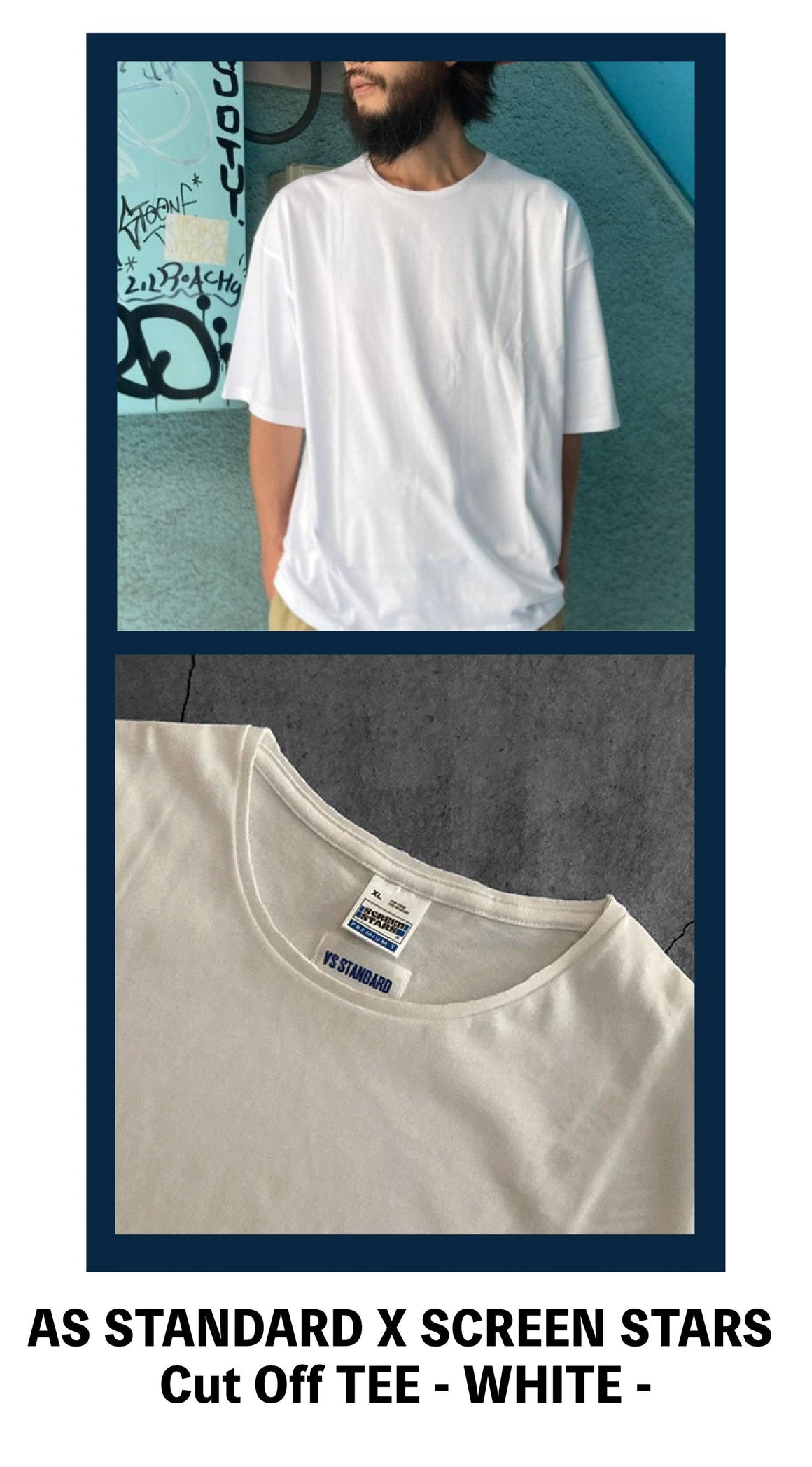 AS STANDARD X SCREEN STARS アズスタンダード x スクリーンスターズ  Cut Off  TEE - WHITE -