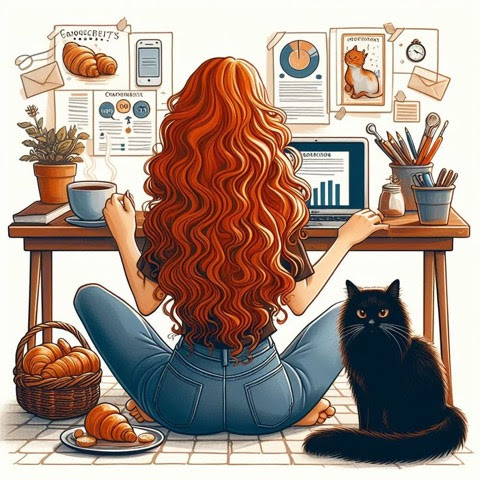 Work-Redhead-Computer-Cat