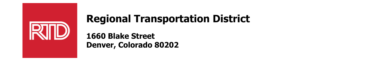 Regional Transportation District 1660 Blake Street Denver Colorado 80202