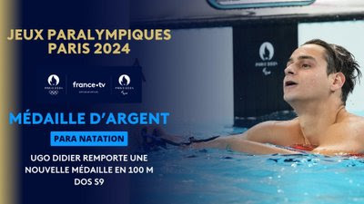 Para natation - Finale 100m dos S9 (H) : Ugo Didier décroche l'argent, sa 2e médaille des Jeux