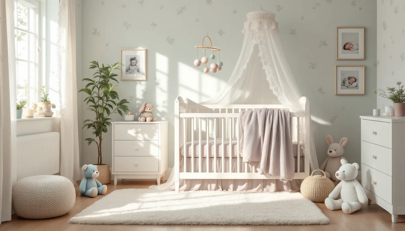 A well-organized nursery showcasing safe sleep environment tips for newborns.