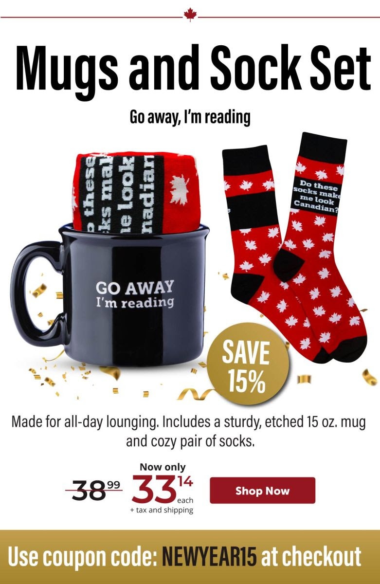SAVE 15%! Mugs and Sock Set—Go away, I’m reading