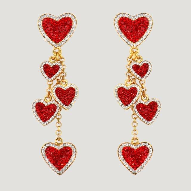 Image of Multi Crystal Heart Earrings