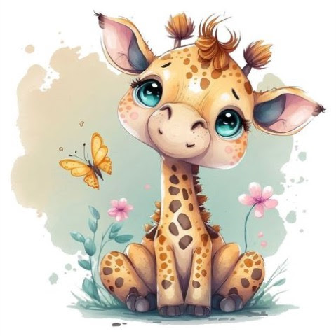 Giraffe-Cute-Flowers