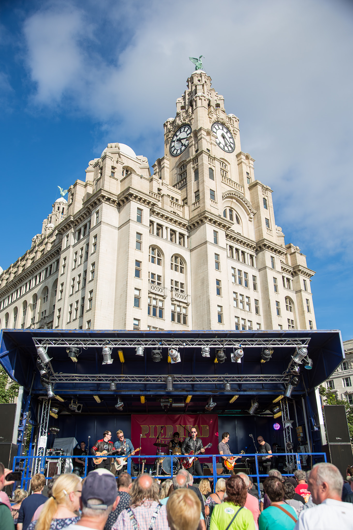 Stage at the Pier head with a Liver building backdrop