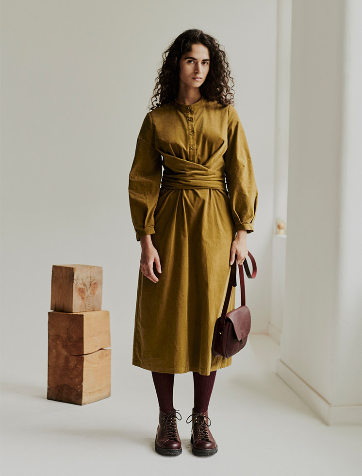 Organic Needlecord Wrap Dress