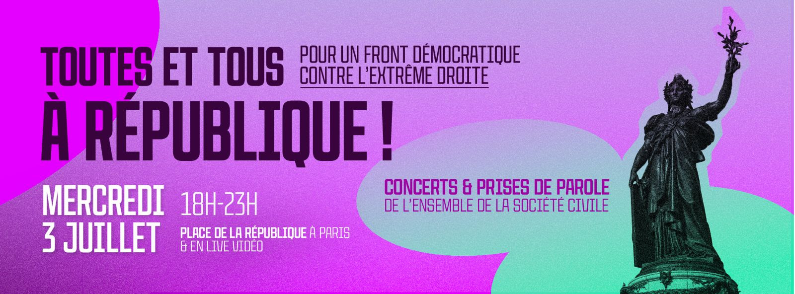 Rassemblement à République le 3 juillet