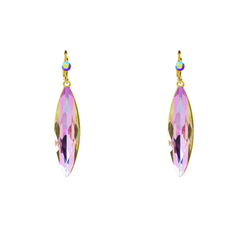 Image of Small Crystal Leaf Earrings