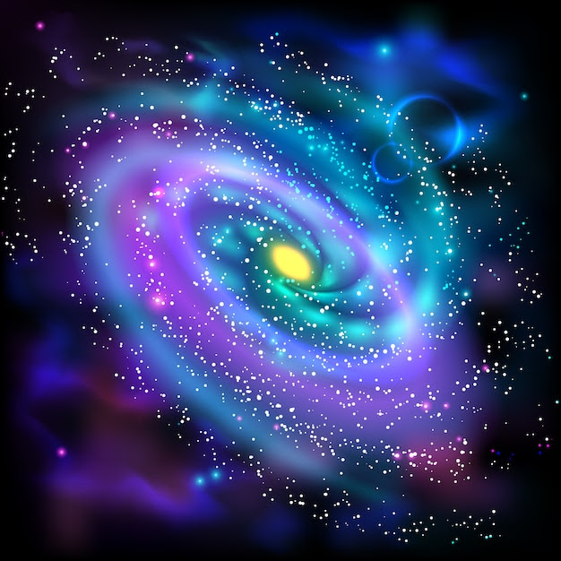 Free vector spiral galaxy black background icon