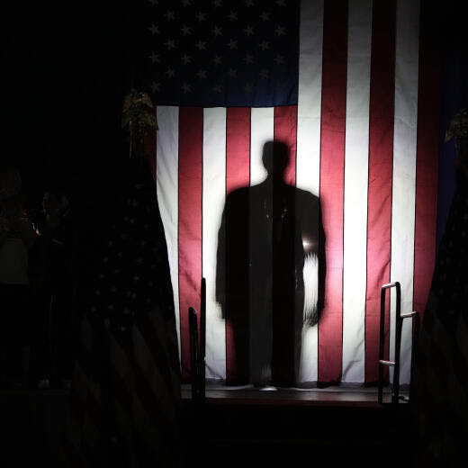 Republican presidential candidate former President Donald Trump, seen in silhouette, arrives to speak at a campaign rally on Wednesday, May 1, 2024, at the Waukesha County Expo Center in Waukesha, Wis. (AP Photo/Morry Gash)
Donald Trump