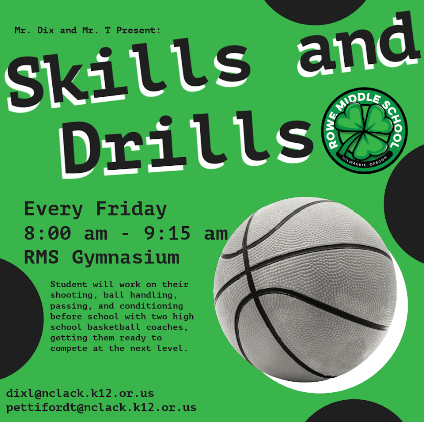 Skills and Drills Every Friday 8:00 - 9:15am.