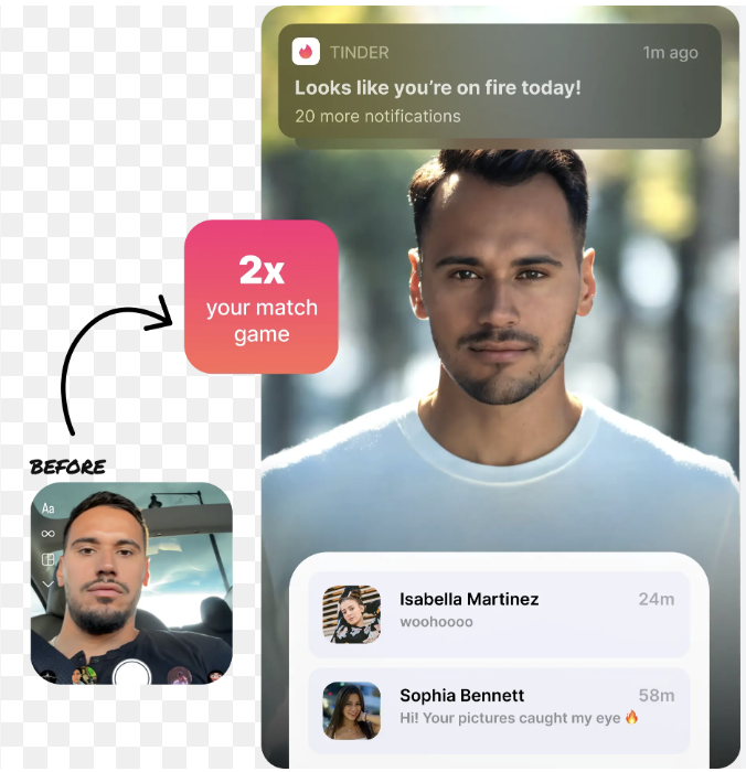 marketing flier showing 2x better matches for AI profiles