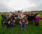Pupils at Huntington Primary School helped to plant trees on their school site