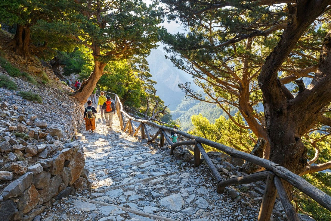 Samaria-Schlucht tritt zurück Samaria Gorge steps down