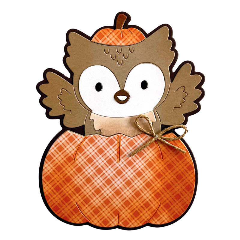 Image of Pumpkin Owl A2 Shaped Card Fold-it Die Set