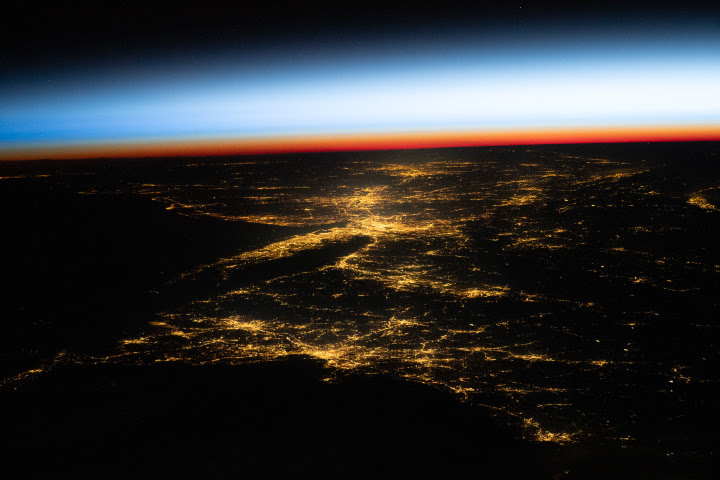 Sundown and Lights Up Over the U.S. Northeast