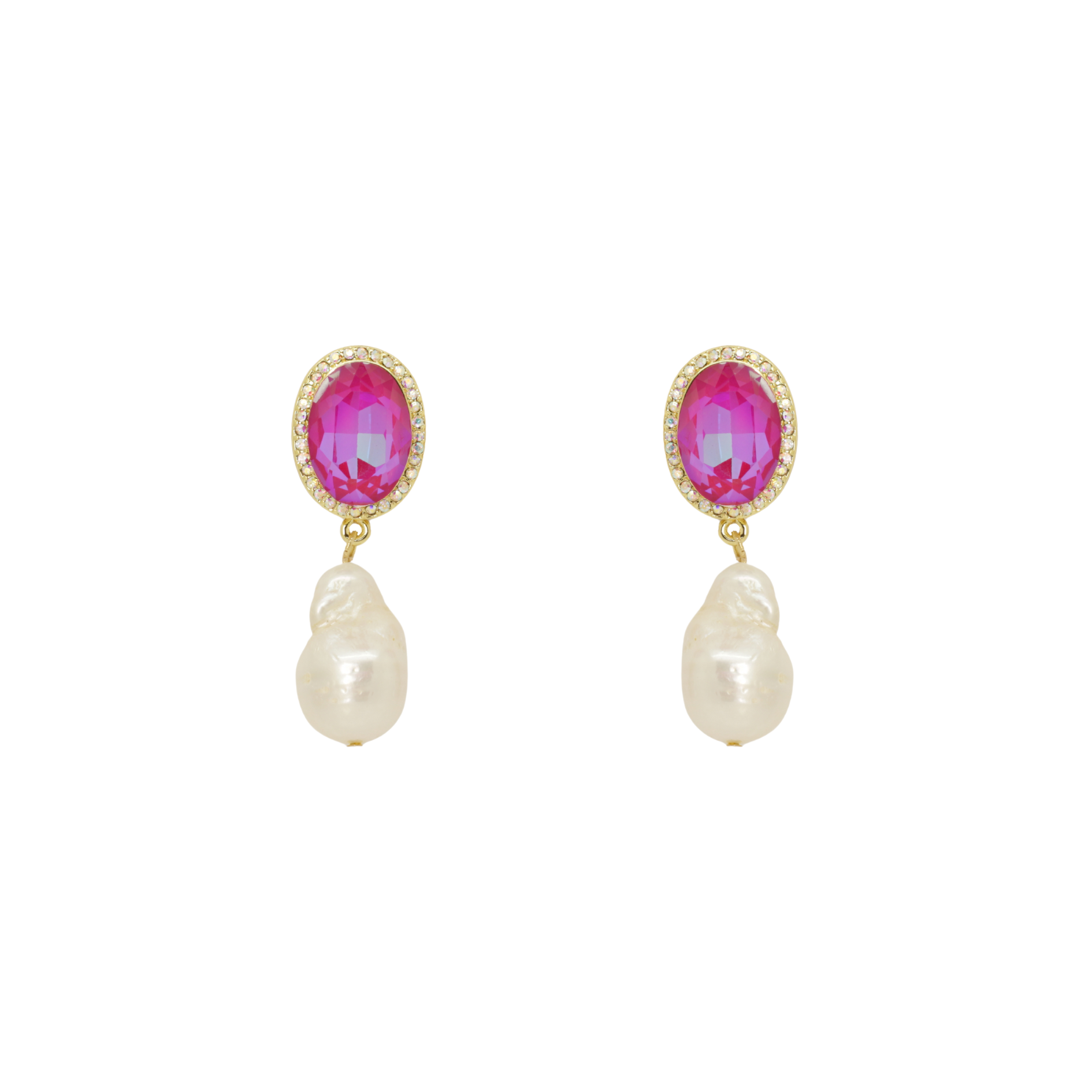 Image of Crystal and Baroque Pearl Earrings