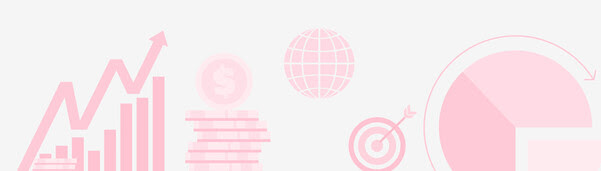 Icons of graph with upward trend, coins, a target board and pie chart