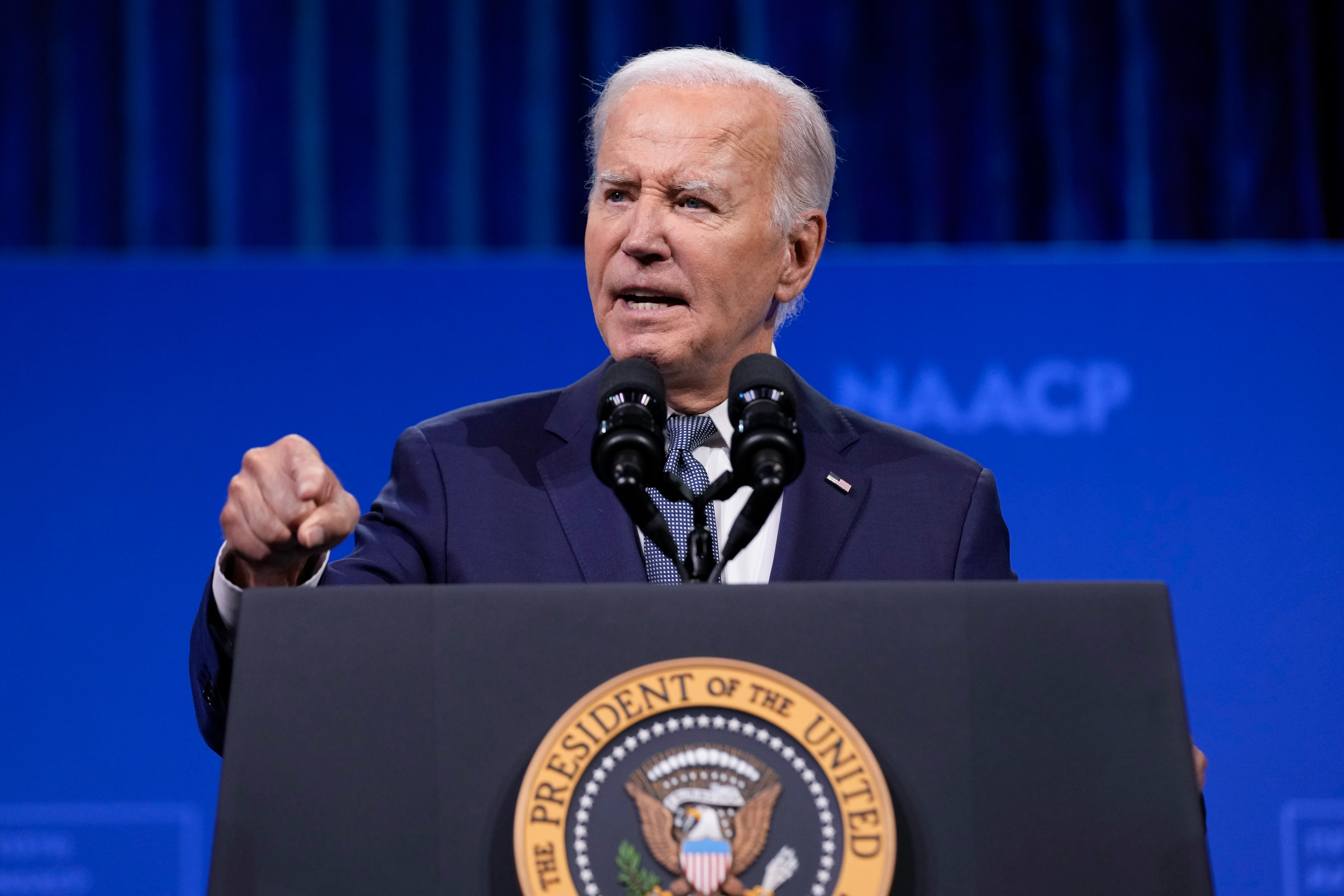 President Joe Biden speaks at the 115th NAACP National Convention in Las Vegas, July 16, 2024. (AP Photo/Susan Walsh, File)