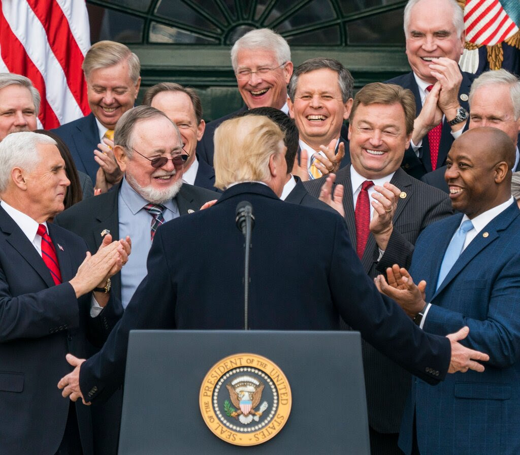 Donald Trump with Republican lawmakers.